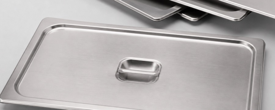 Stacked stainless steel GN pan lids